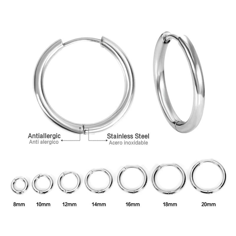 Men Women Stainless Steel Small Huggie Earrings Cartilage Lip Piercing Nose Hoop