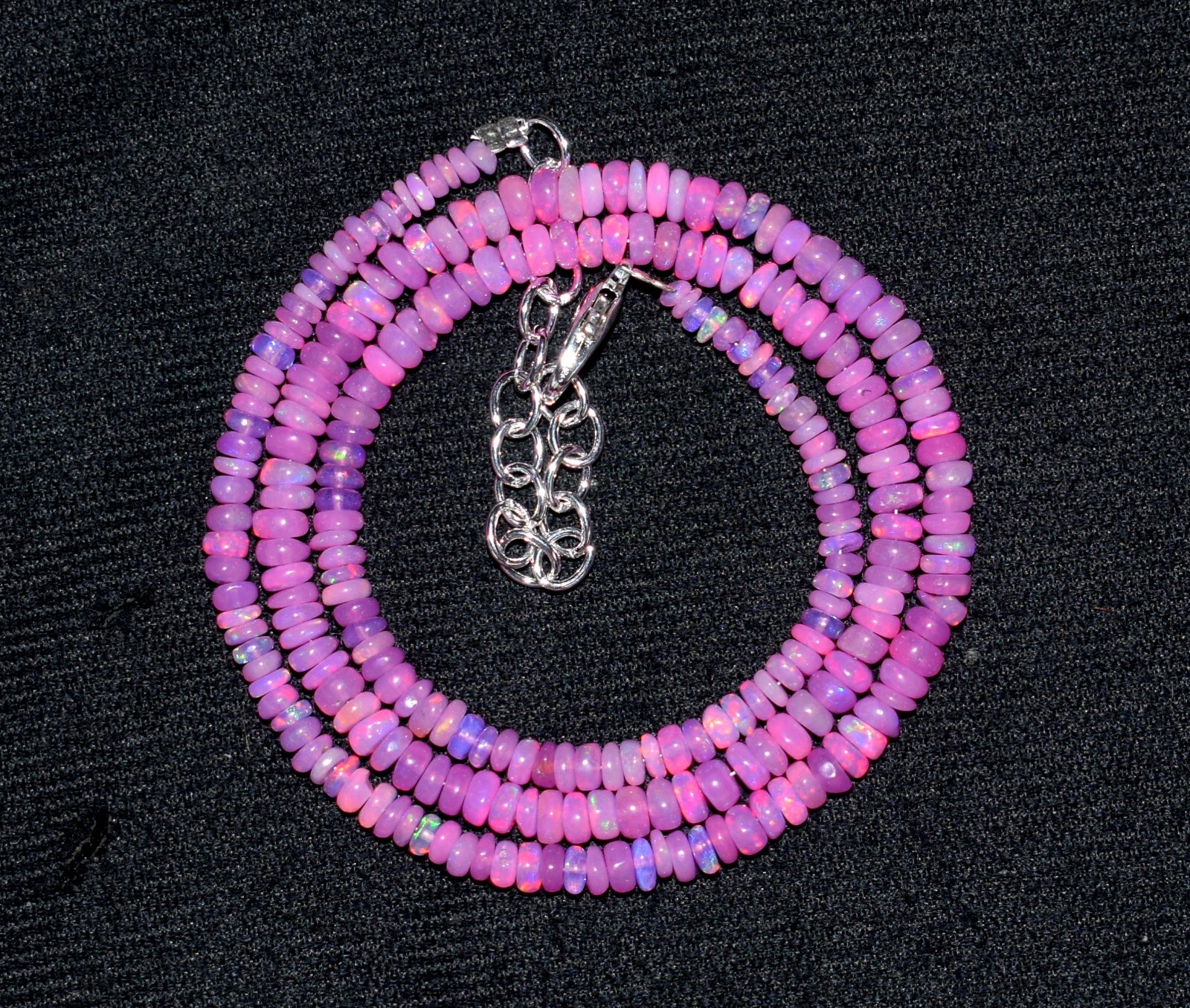 16″Natural Ethiopian Opal Wello Fire Opal Gemstone Bead Necklace Jewelry 3-4mm