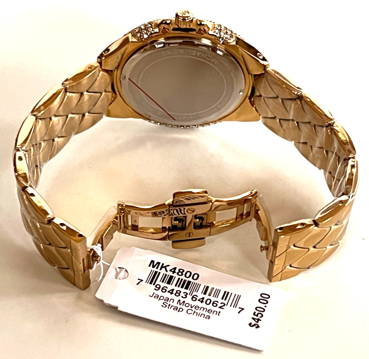 MICHAEL KORS MK4800 CAMILLE Gold-Tone Pave Crystals Unisex Watch BNWT/GBox $450