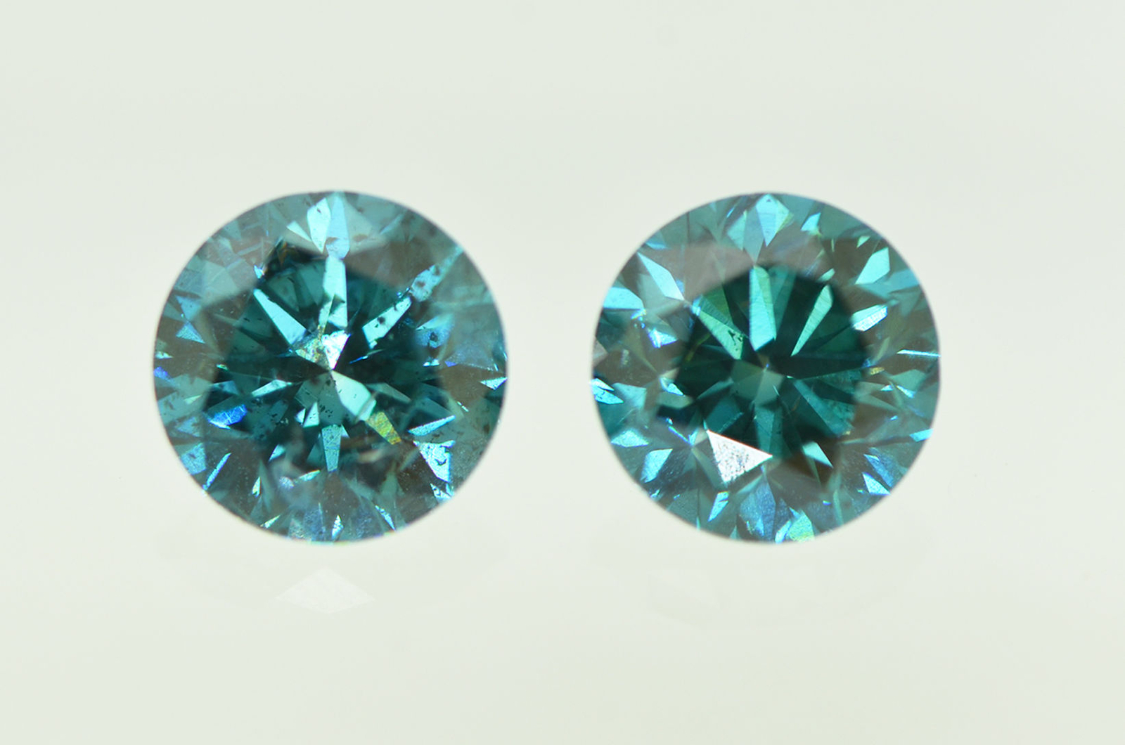 Round Cut Diamond Matching Pair Fancy Blue Color Loose Enhanced VS2/SI1 4.12 TCW