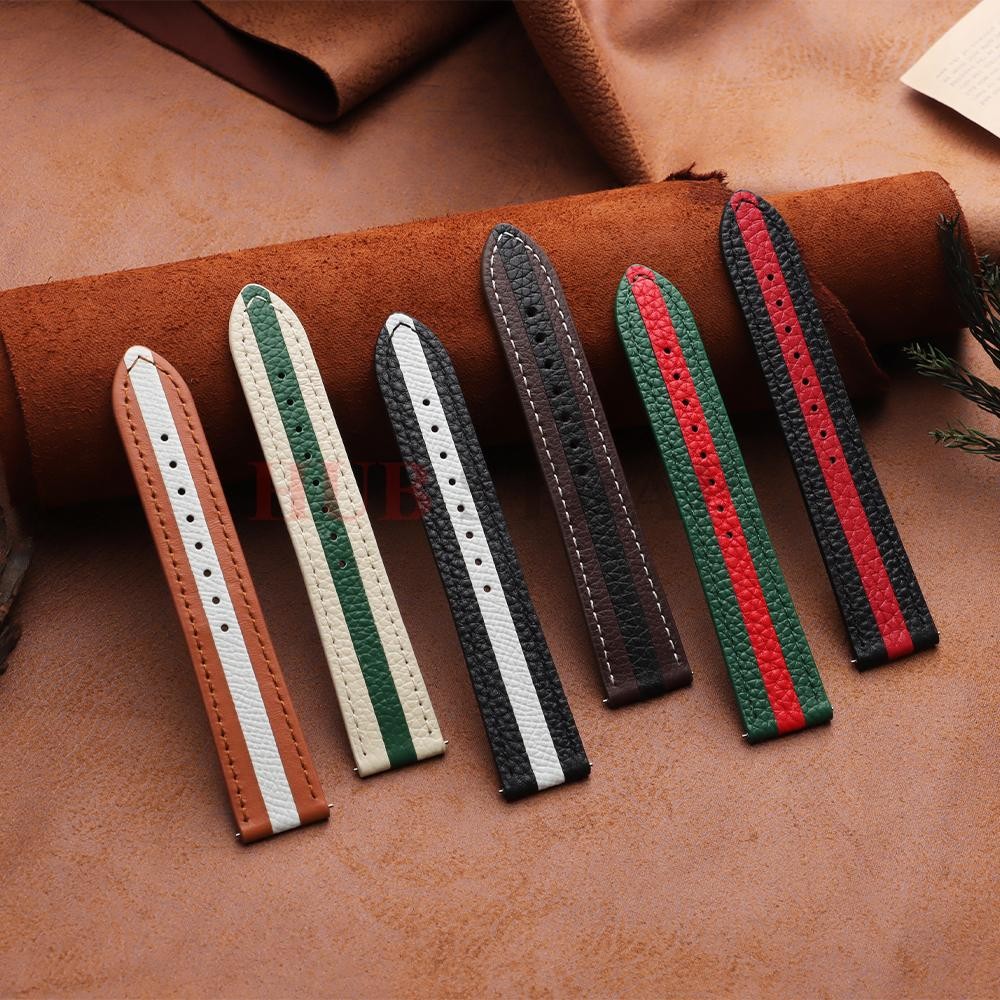 Genuine Calfskin Leather Watch Strap 20mm 22mm For Omega Seiko Butterfly Buckle