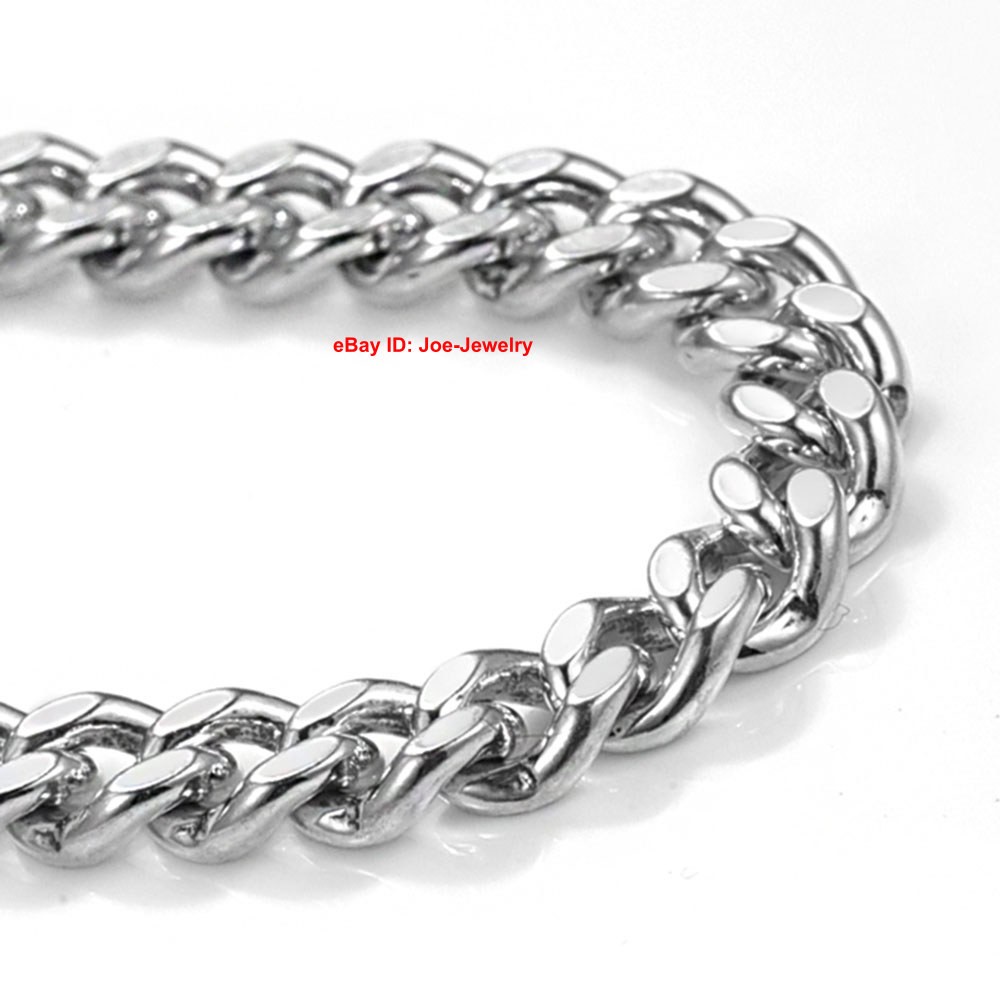 Solid 925 Sterling Silver 6mm Curb Link Chain Men’s Bracelet 6.69-7.87inch L