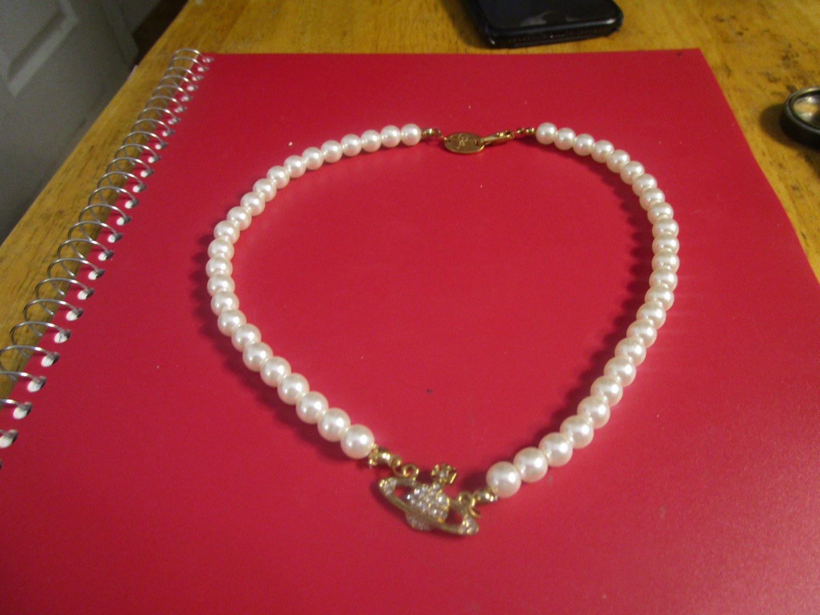 Vivienne Westwood Mini Bas Relief Pearl Orb Choker Necklace