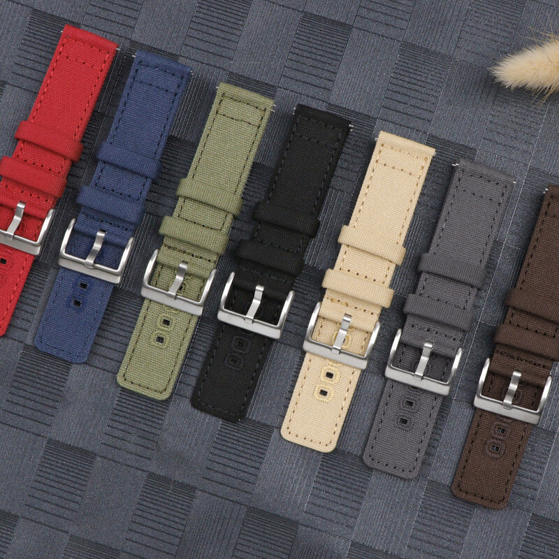 High Quality Woven Canvas Field Sport Quick Release Watch Band Strap18 20 22mm