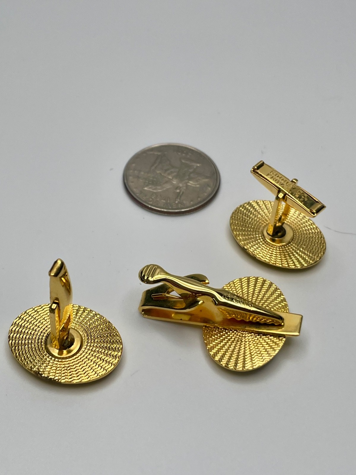 Vintage Salesman or Repairman Cufflink and Tie Bar Set Enamel Kinney Co