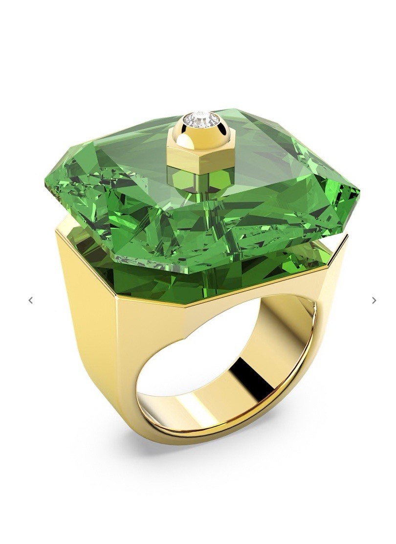 SWAROVSKI Numina Ring Square cut Green Gold Tone Plated size 60 New + gift bag💕