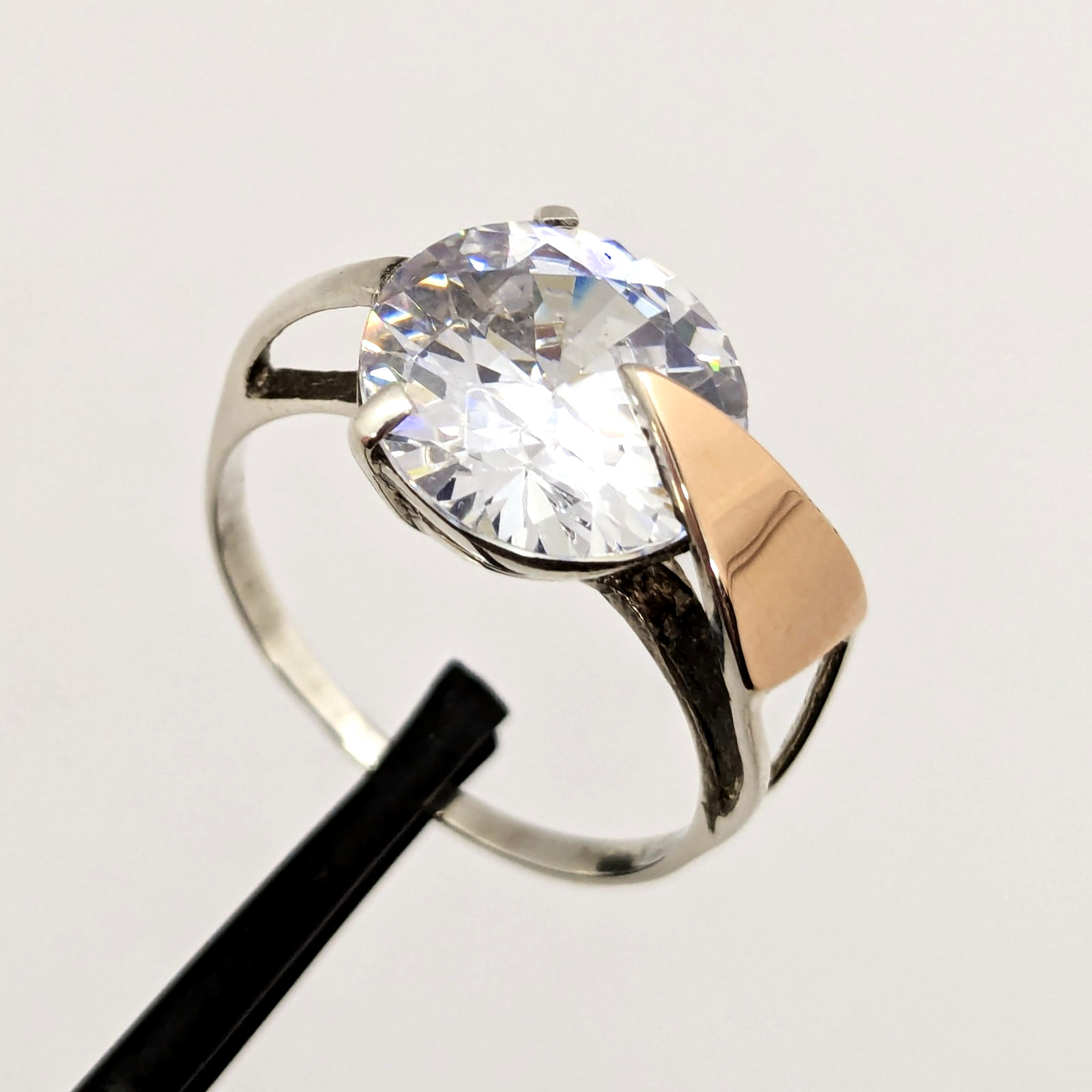 Vintage Luxury RING Silver 925 with Gold Inlay 375 and Stone -size: 10US | #76