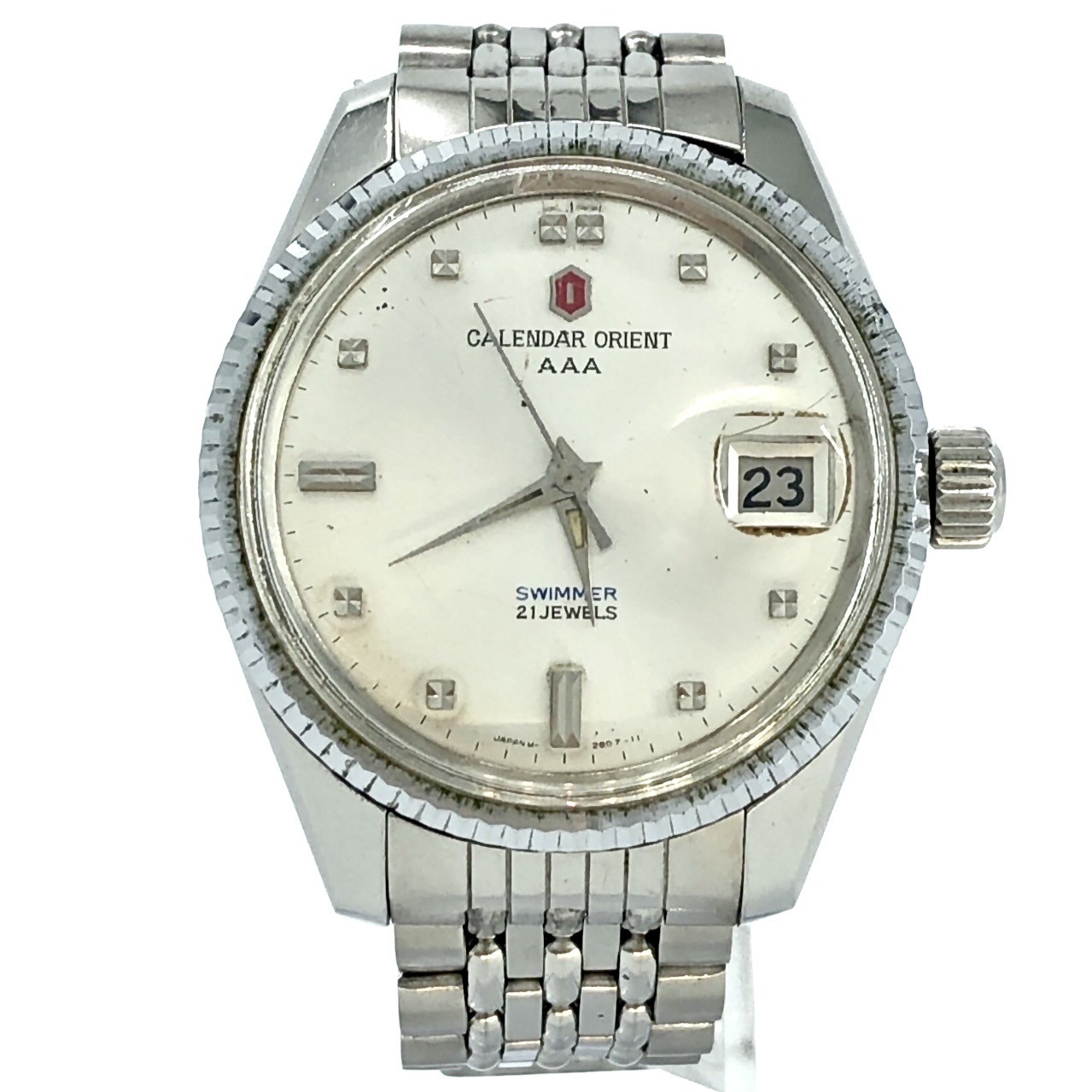 ORIENT CALENDAR AAA SWIMMER Automatic 21 Jewels Silver Dial Date Wristｗatch