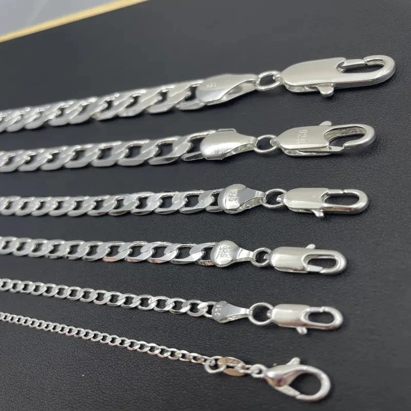 925 Sterling Silver Chain Necklace Men Women 2-12mm 40-75cm Lobster Clasp