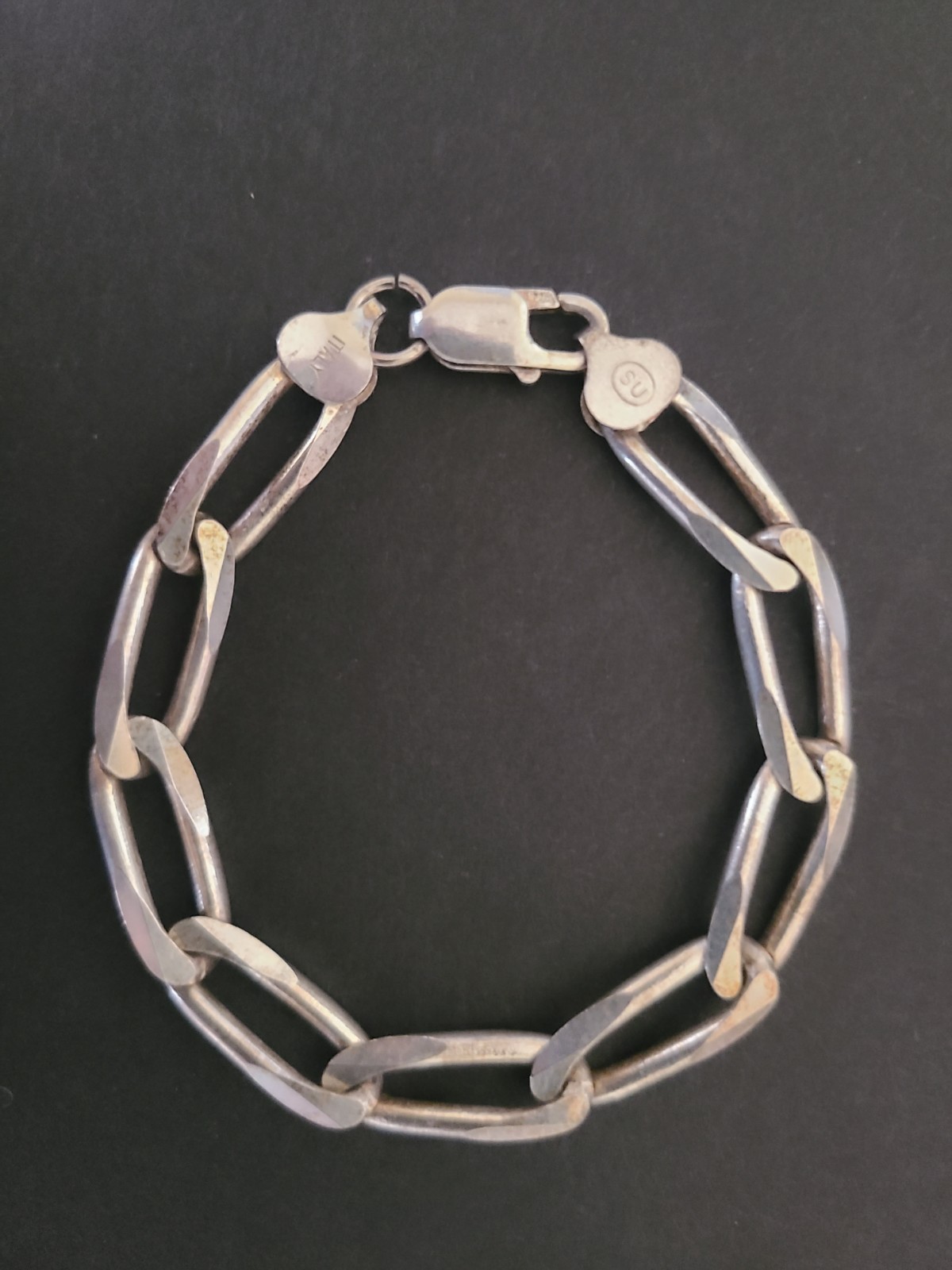 Vintage Italian Sterling Silver Figaro Link Bracelet Stamped 925 Italy 19 Grams