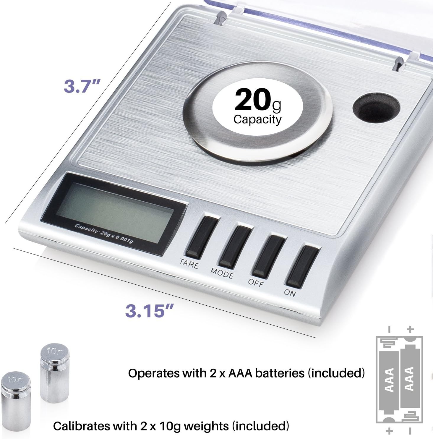 20g x 0.001 Grams, High Precision Digital Milligram Jewelry Scale, Reloading,…