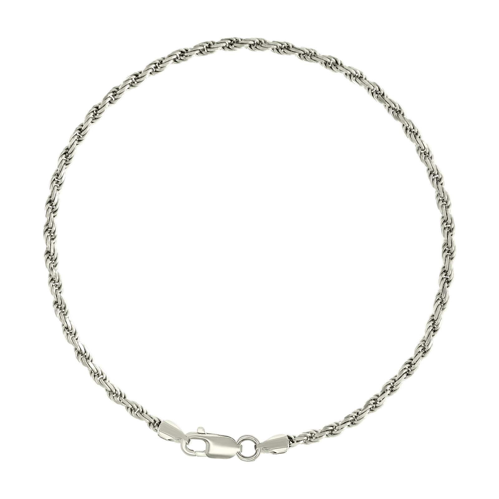 925 Sterling Silver Solid Rope Chain Silver 2.5mm 7inches to 24 Inches