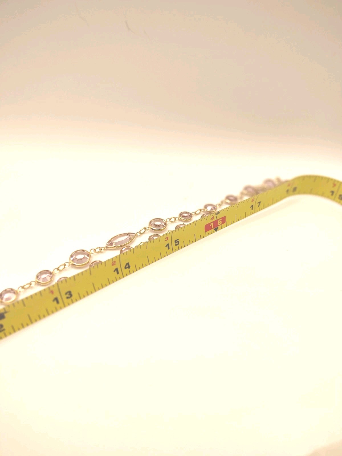 Vintage Necklace Open Bezel Gold Tone Light Pink Fauceted Glass Fashion Jewelry
