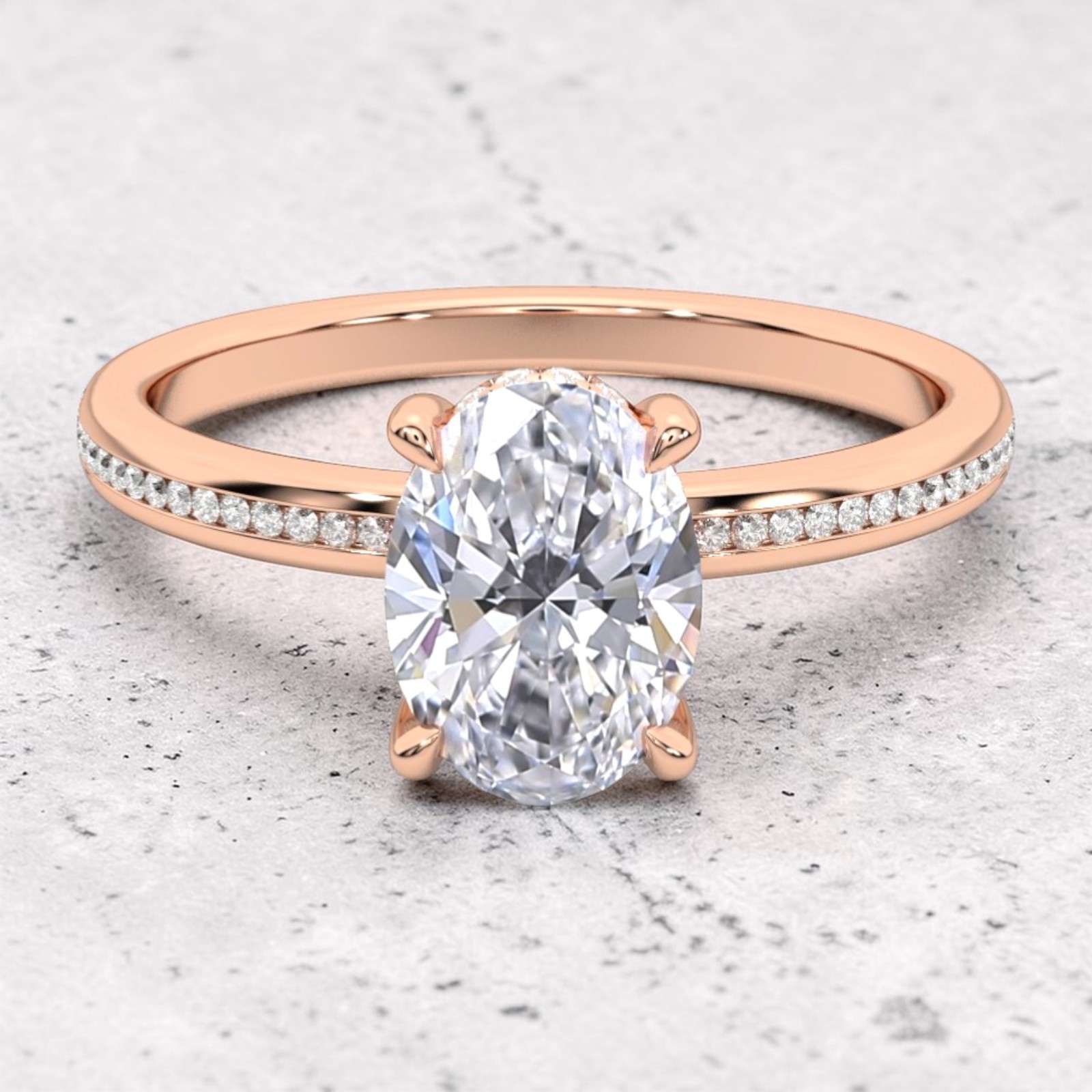 Oval Cut 2.75 Ct IGI Certified Lab Created Diamond Engagement Ring 14k Rose Gold