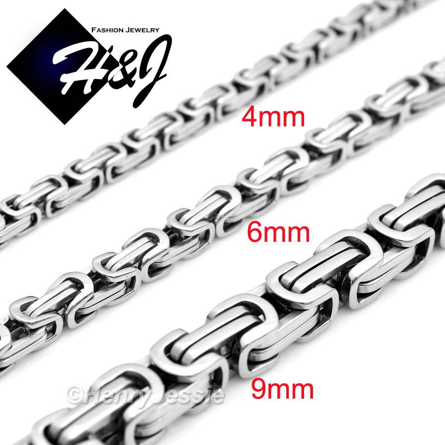 18-40″Stainless Steel 6mm Silver Byzantine Box Chain Necklace Cross Pendant*K20