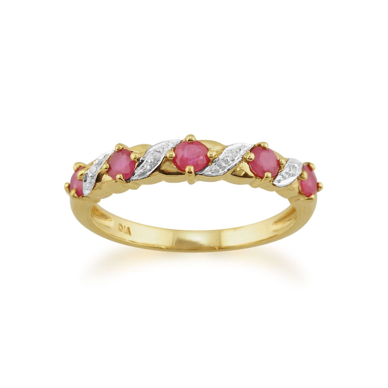 Classic Art Nouveau Style Round Ruby & Diamond Half Eternity Ring