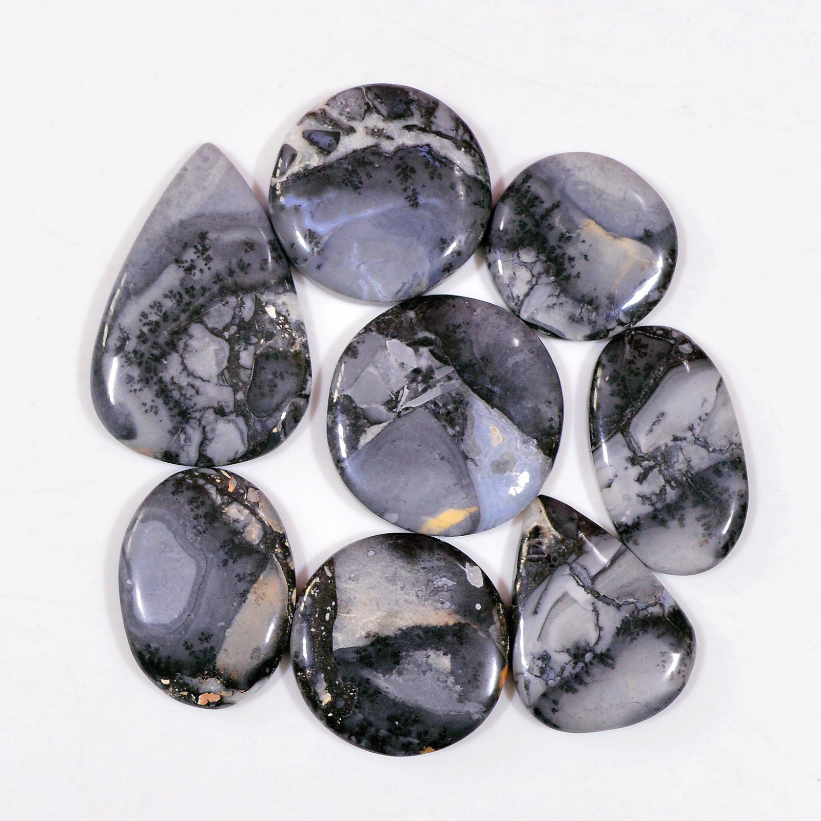 8 Pcs 289 Cts Natural Maligano Jasper Cabochon Gemstone Lot 39×25 21x21mm #18447