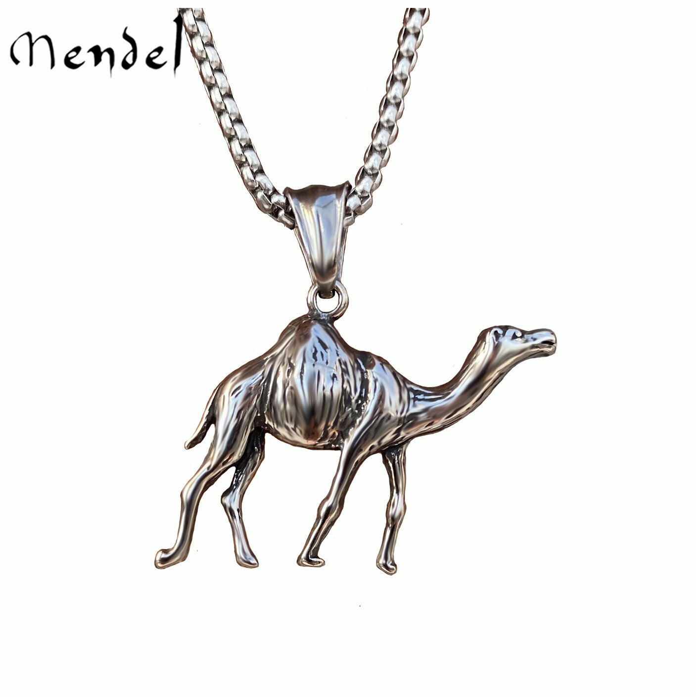 MENDEL Mens Womens Stainless Steel Animal Camel Pendant Necklace 25 inch Chain