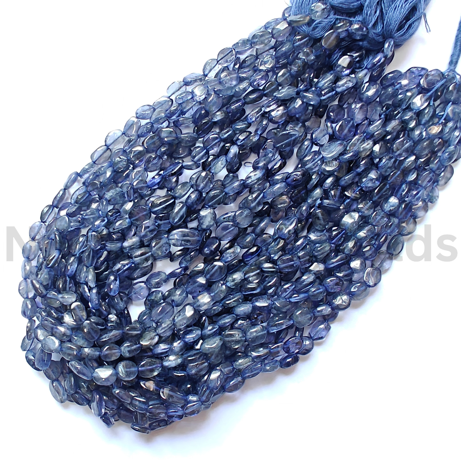 Natural Blue Iolite Beads, Smooth & Plain Oval Cut Gemstone, 6.50-8.00 MM.