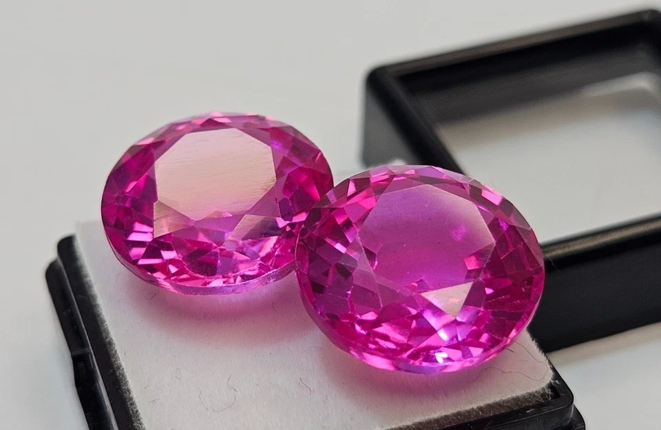 Beautiful Round Cut Pink Sapphire 36-37Ct Natural Pair Jewellery Making Gemstone