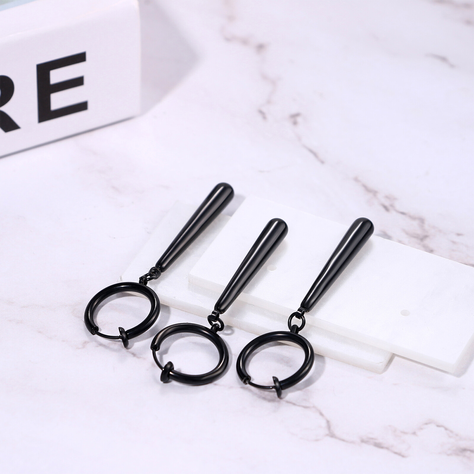 3 Piece Zoro Stainless Steel Anime Cosplay Lover Long Bar Dangle Clip-on Earring