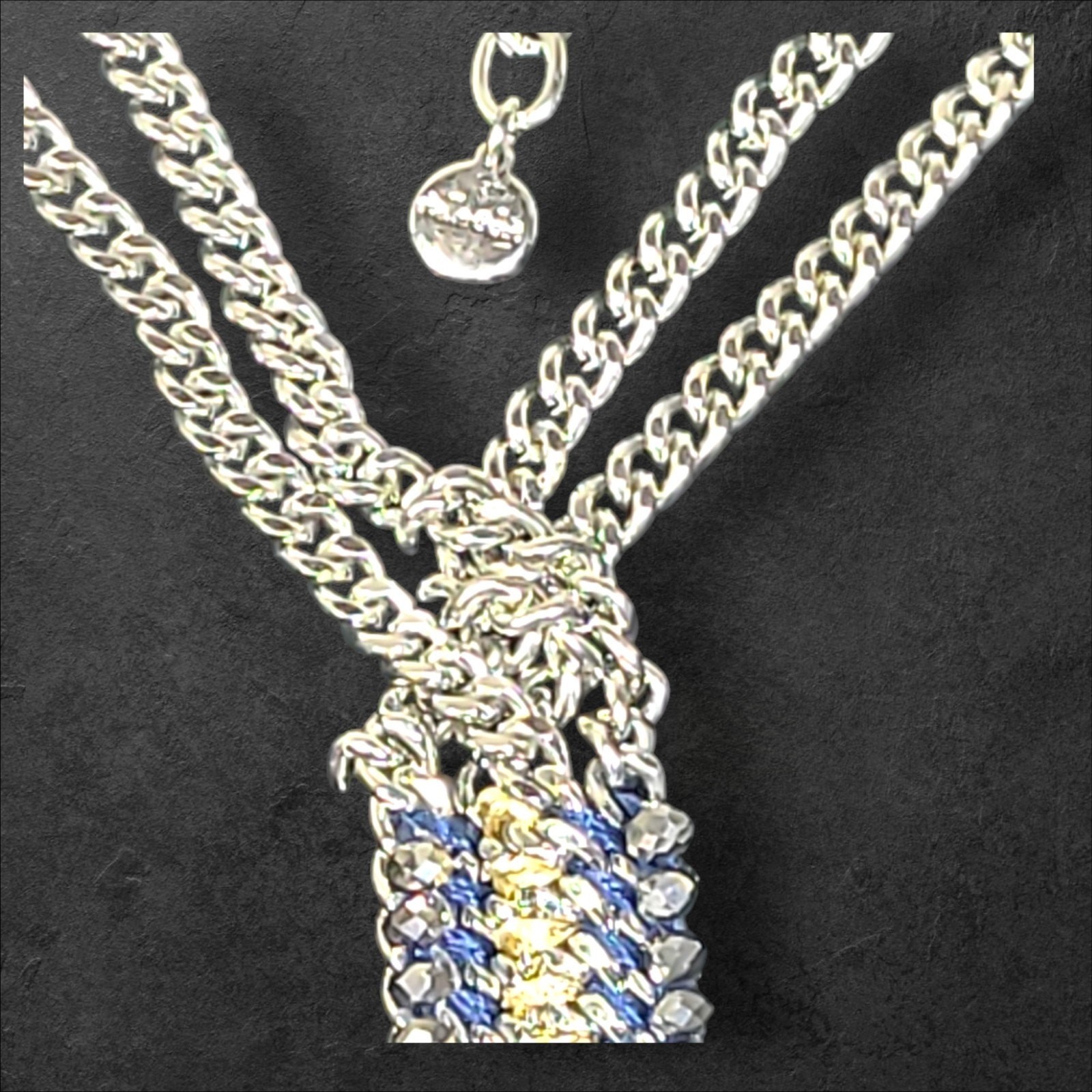 Stella & Dot Brio Tessa Necklace Silver Blue 24″-26″ 8″Drop