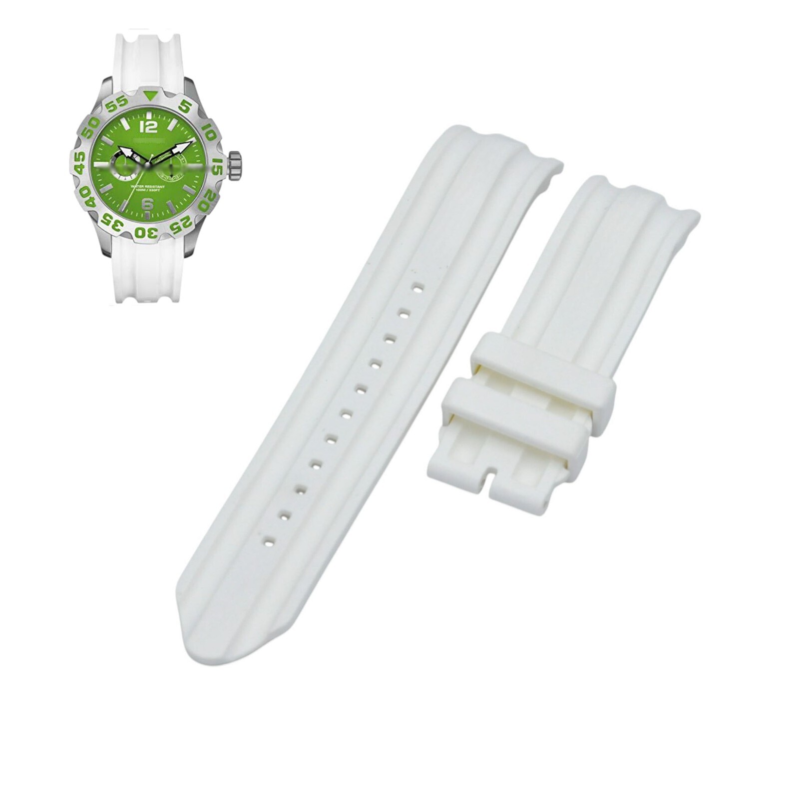 A16617G 22mm White Rubber Watch Strap For Nautica