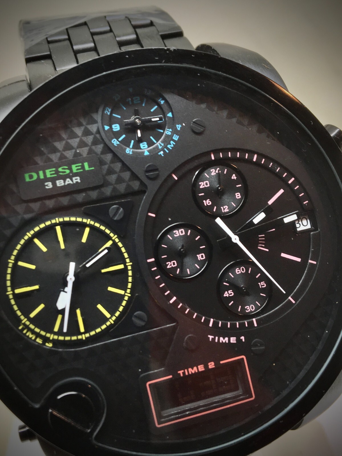 NEW DlESEL DZ7266 Mr Daddy Chronograph Watch Black Dial /Blk Metal Band/NO BOX