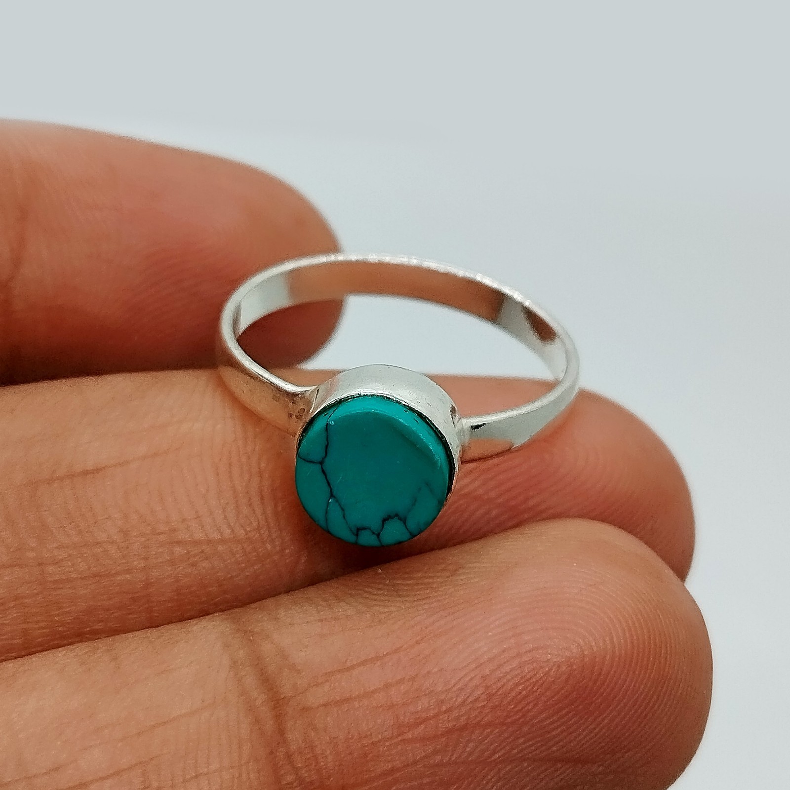 Turquoise Gemstone 925 Sterling Silver Ring Handmade Jewelry Gift For Her