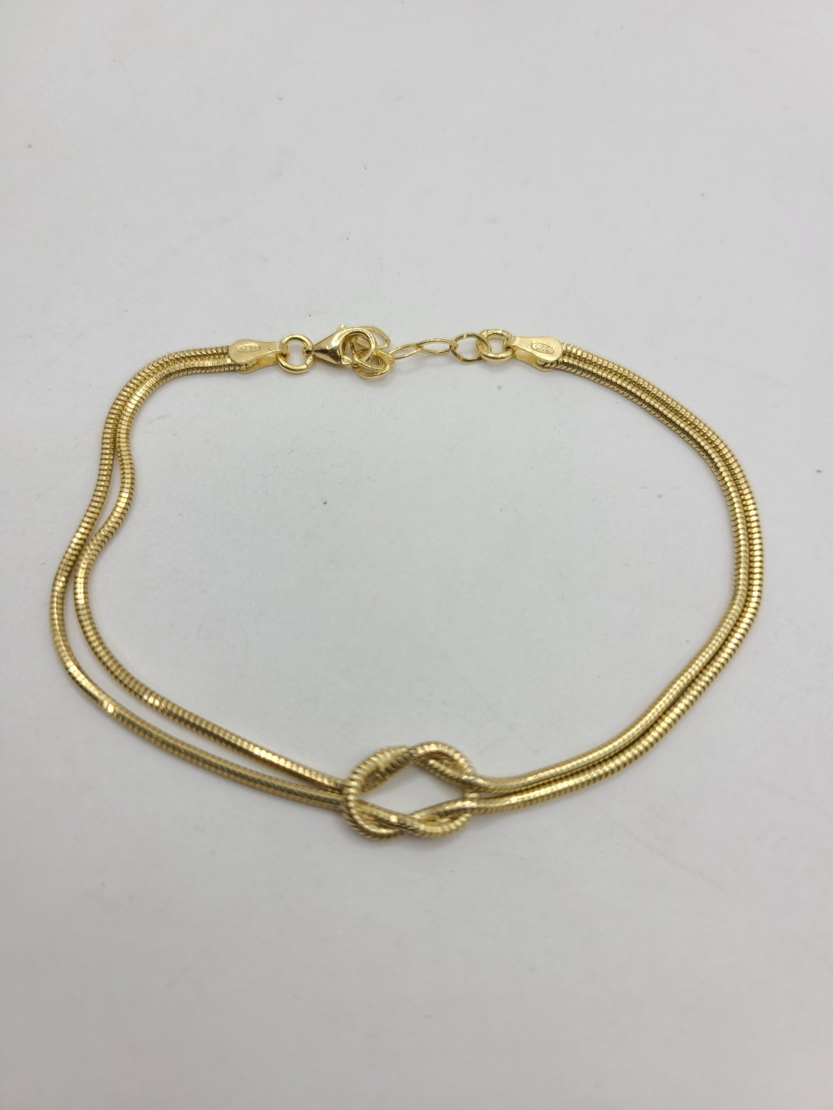 Gold Plated 925 Sterling Silver Love Knot Bracelet 7.5″