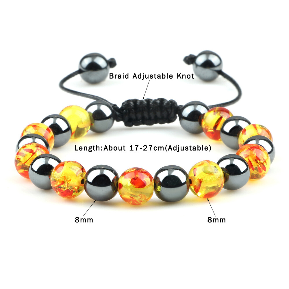Charm Women Black Irregular Round Lava Stone Beads Bangles Distance Bracelets