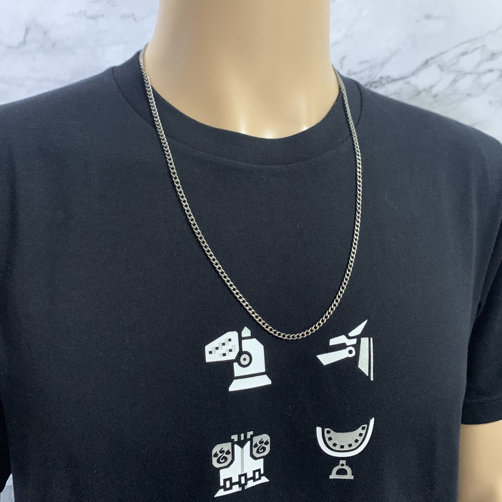 Pure Titanium Anti-allergy Necklace 2.2mm 3.5mm 5.5mm Curb Chain 22” 24” 26”