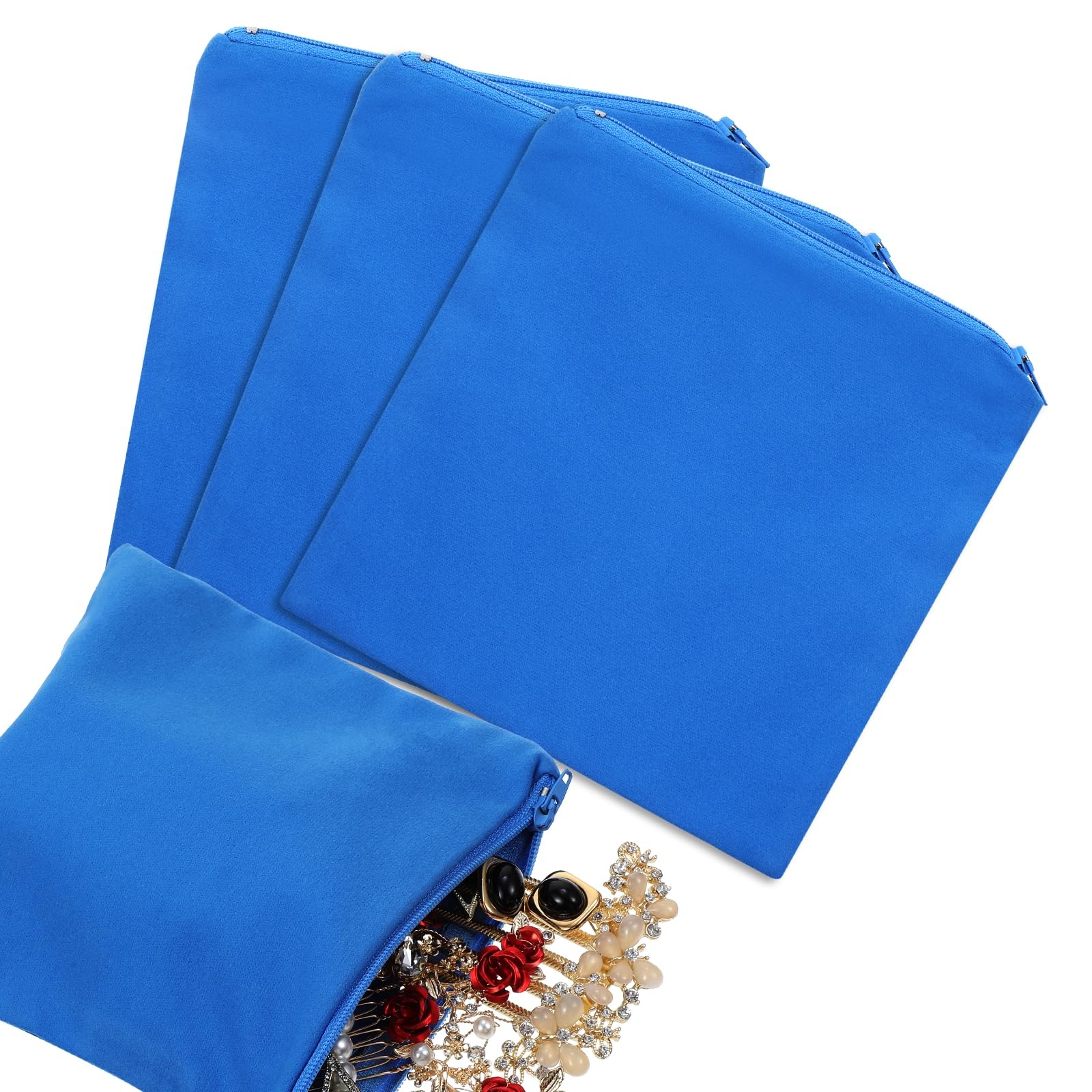 Anti Tarnish Bags 5.9×5.9in Navy Blue Microfiber Zipper Closure – Protect