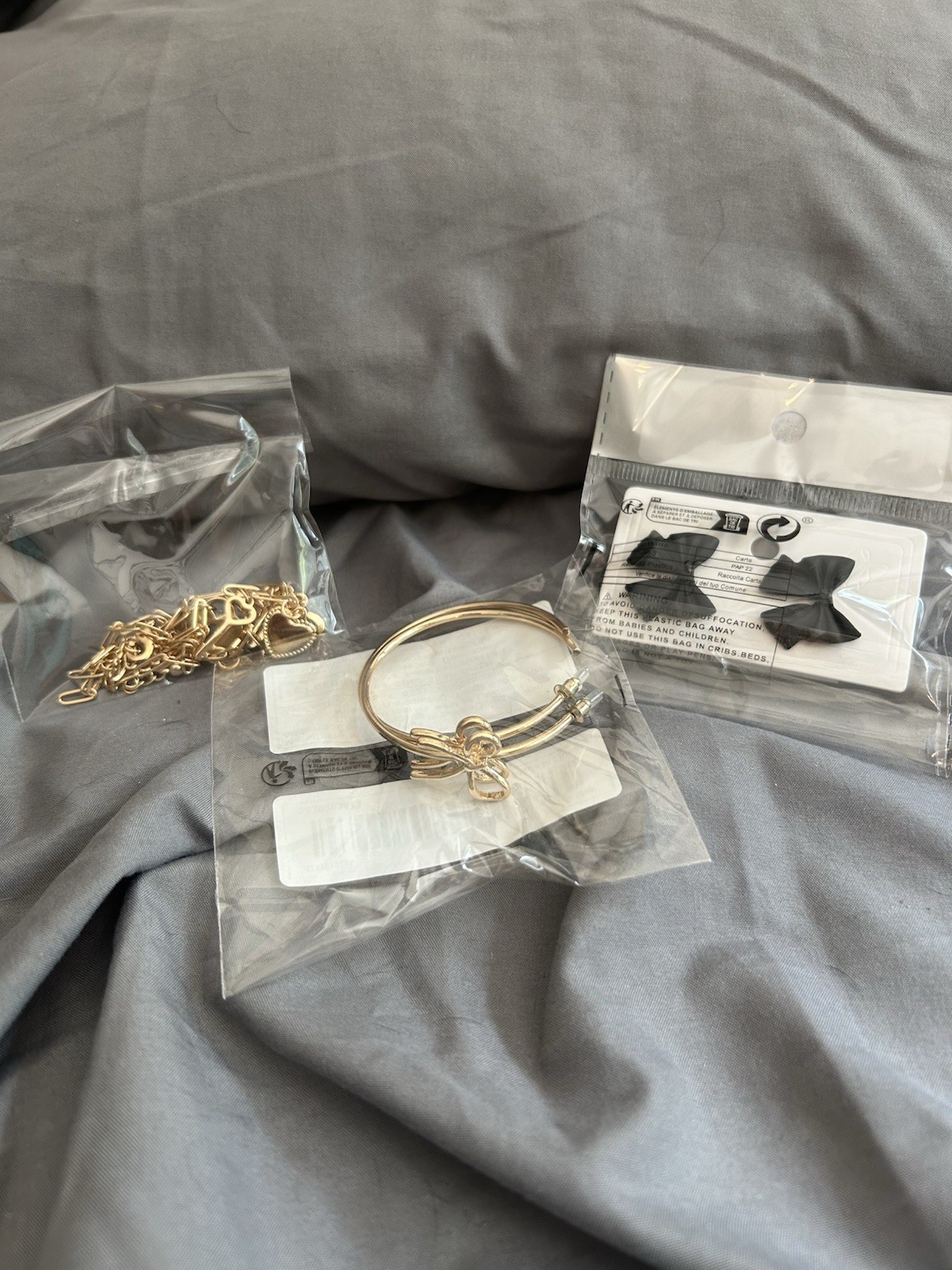 Jewelry Lot – Hearts, Bows And Books – Earrings And Necklace – Gold, Pink, Black