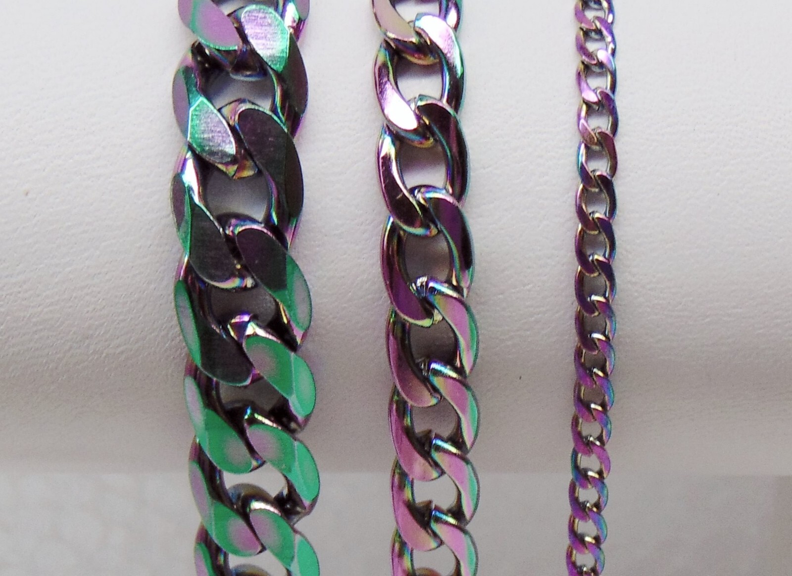 Hefty Bracelet or Necklace Rainbow Stainless Steel Cuban Curb Chain 10mm x 13mm