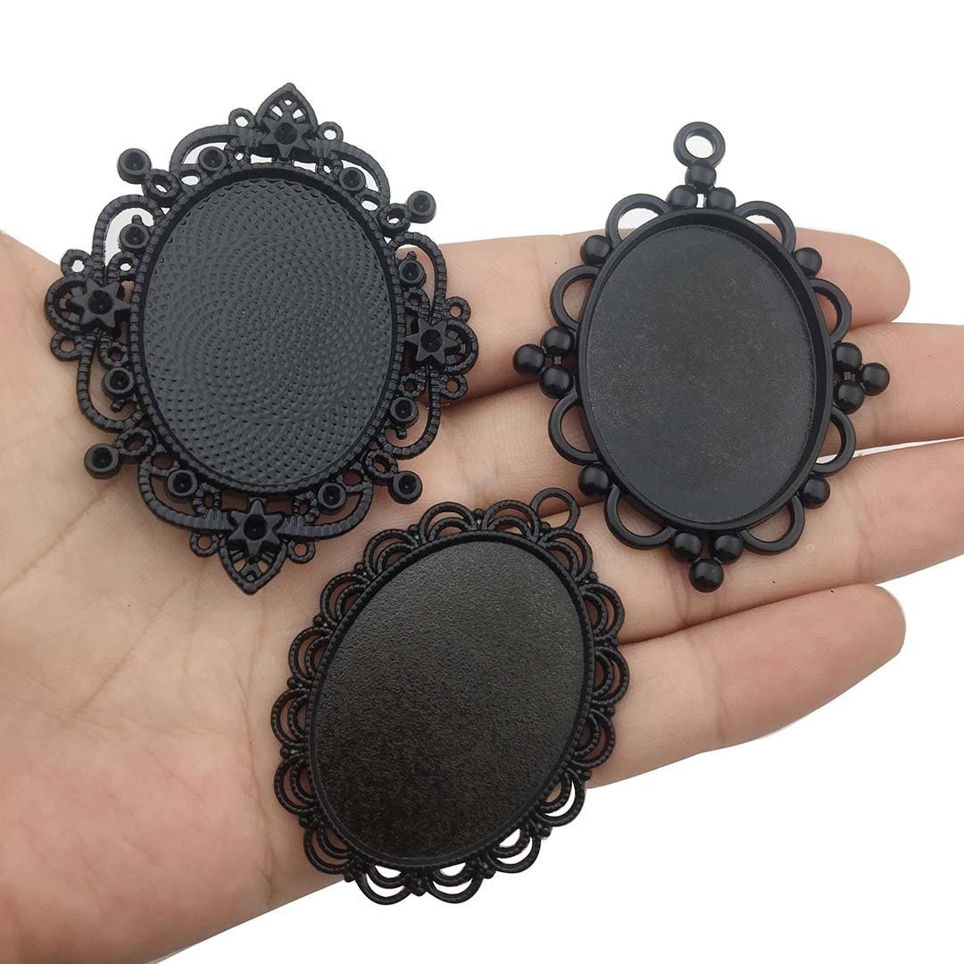 Youdiyla 10pcs 30x40mm Black 30x40mm, Pendant Tray-30x40mm-10pcs