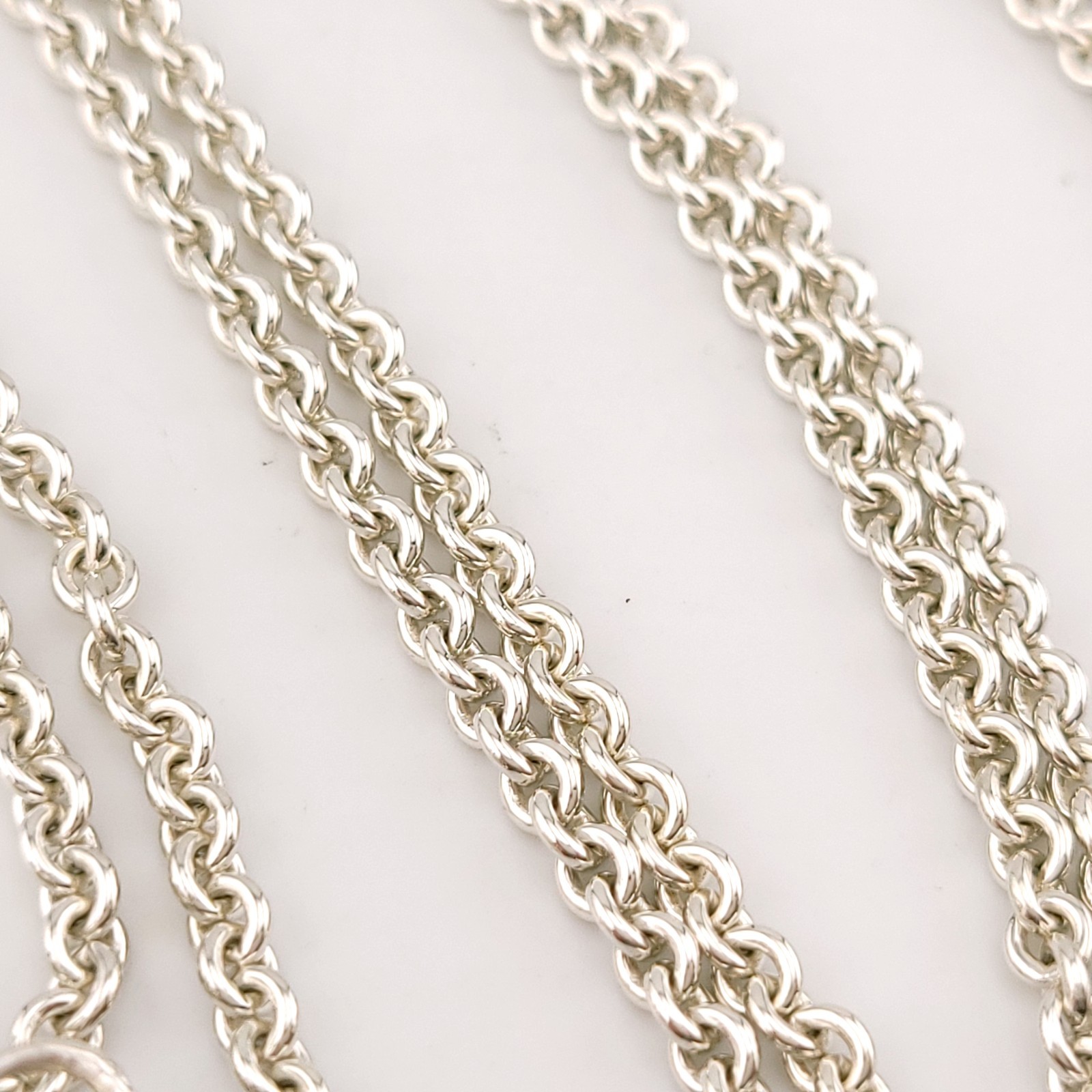Susan Cummings SC Sterling Silver Strawberry Puffy Heart Chain Link 36″ Necklace