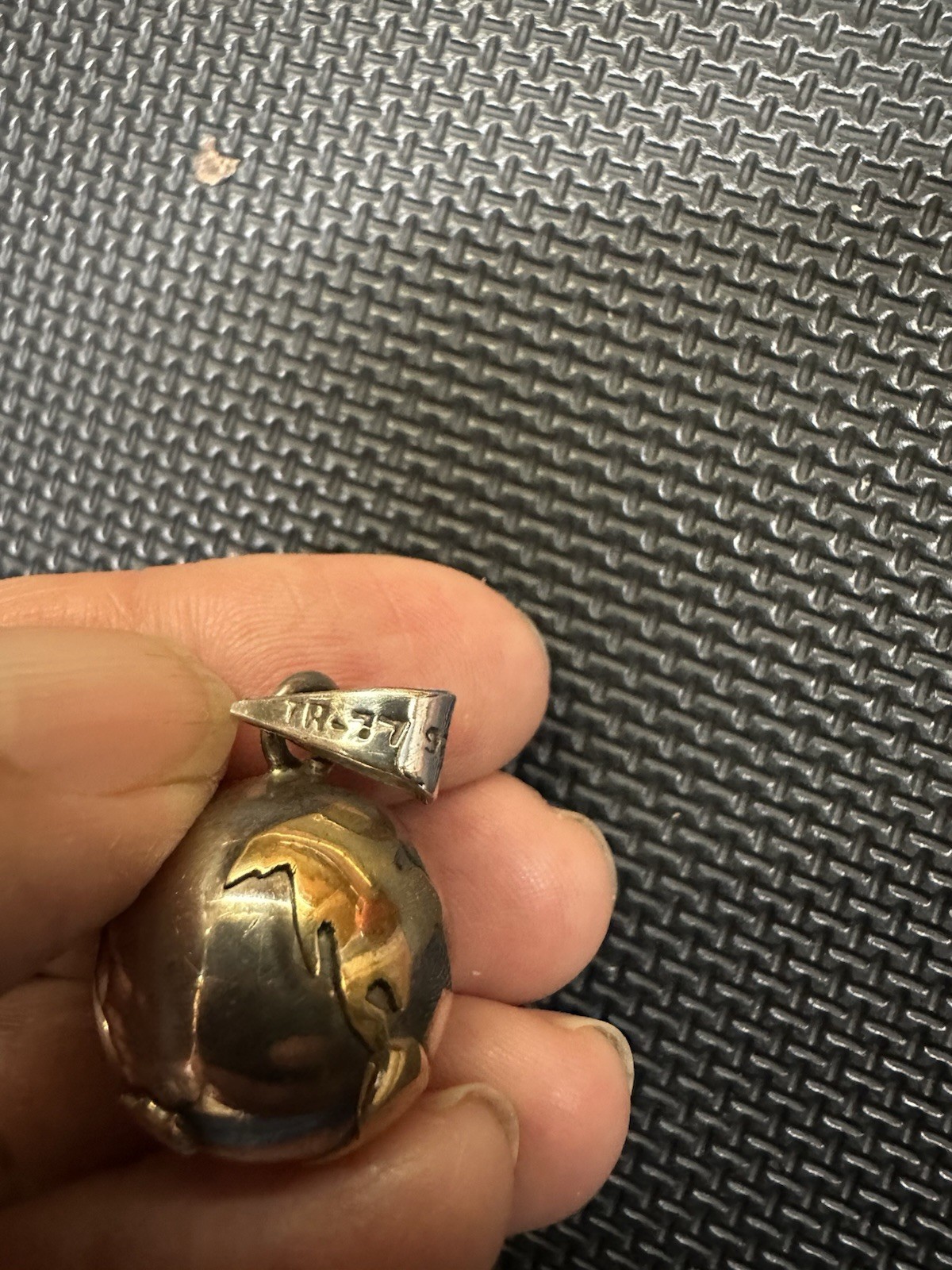 VTG Sterling Silver 925 Globe Chime Harmony Pendant World Map Bell Charm 14.3 Gr