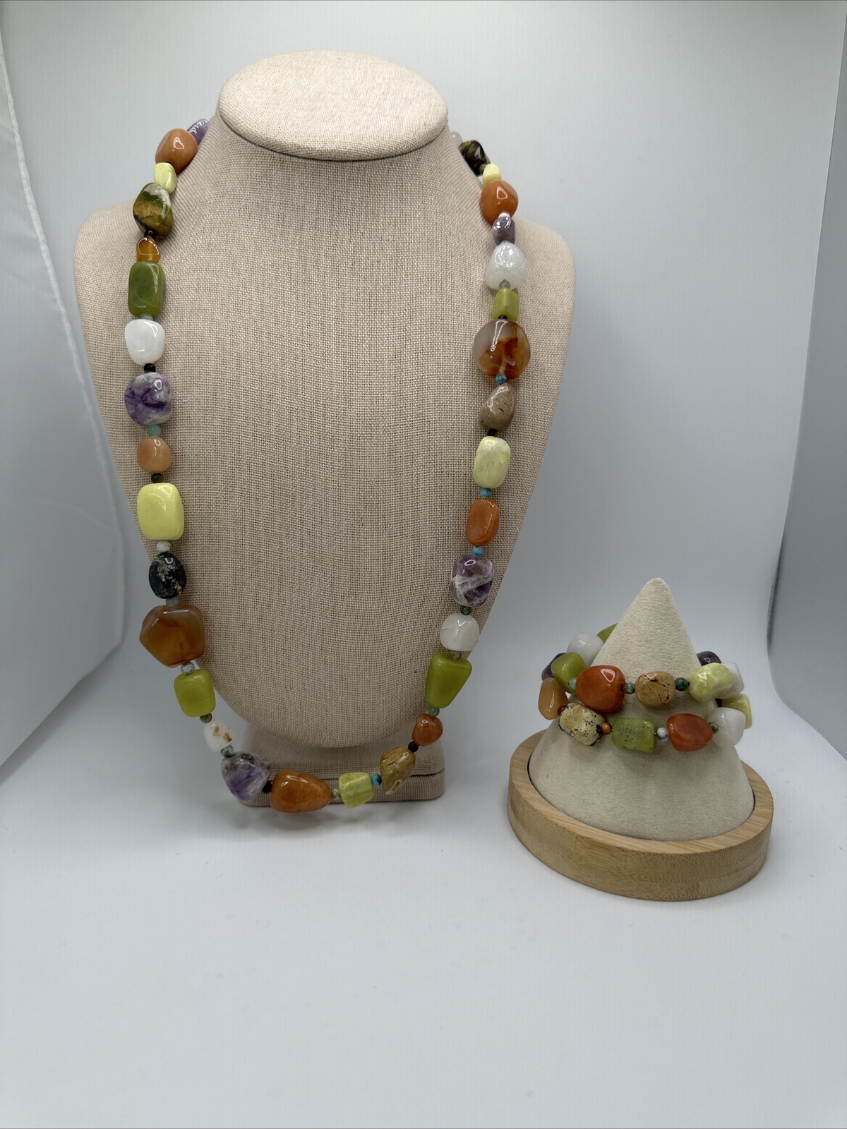 Mine Finds By Jay King Multi Gemstone Necklace & Bracelet Set 925