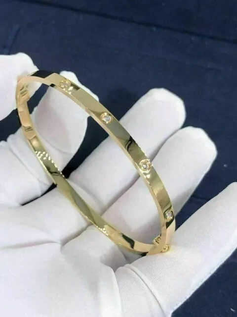 3.90CT Round Lab Created Diamond Women’s Bangle Bracelet 14K Yellow Gold Finish