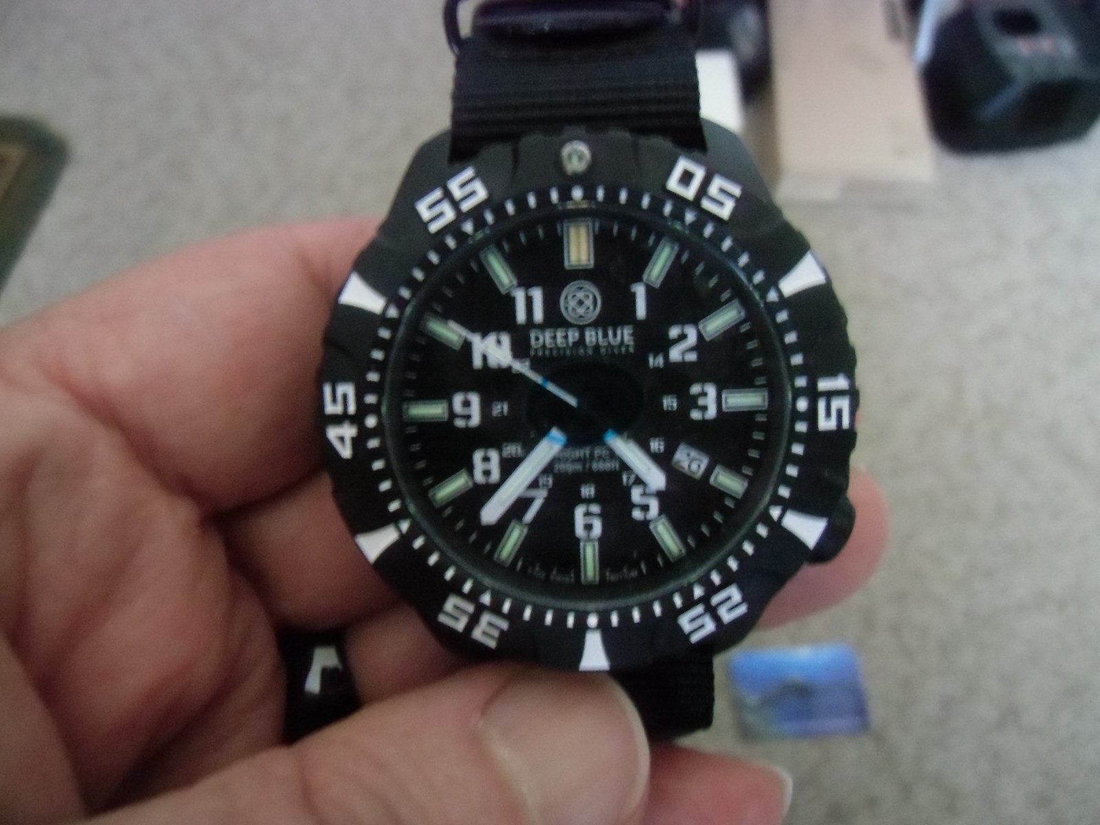 DEEP BLUE DAYNIGHT PC TRITIUM WATCH (NEW IN BOX) WHITE HANDS MODEL (NEW MODEL)