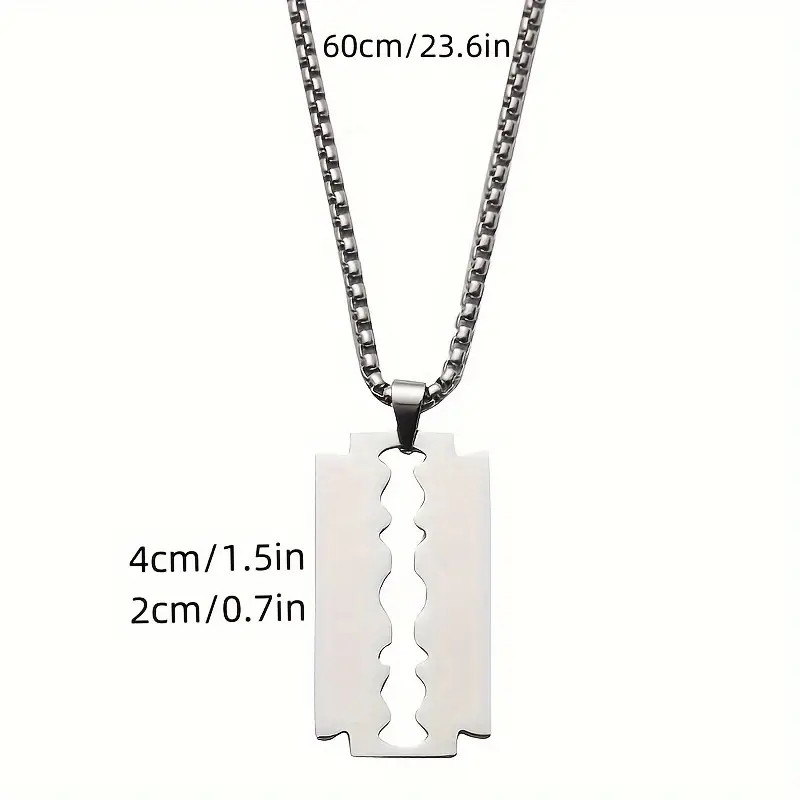 Simple Razor Blade Jewelry Gothic Silvery Pendant Necklace (Not Sharp)