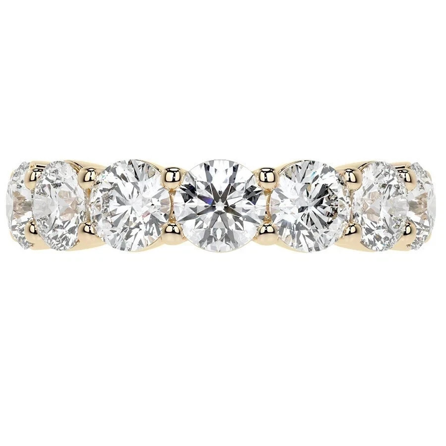 Eternity Band 5 Carat Lab Grown Diamond Round Cut 14k Yellow Gold VVS E F CVD