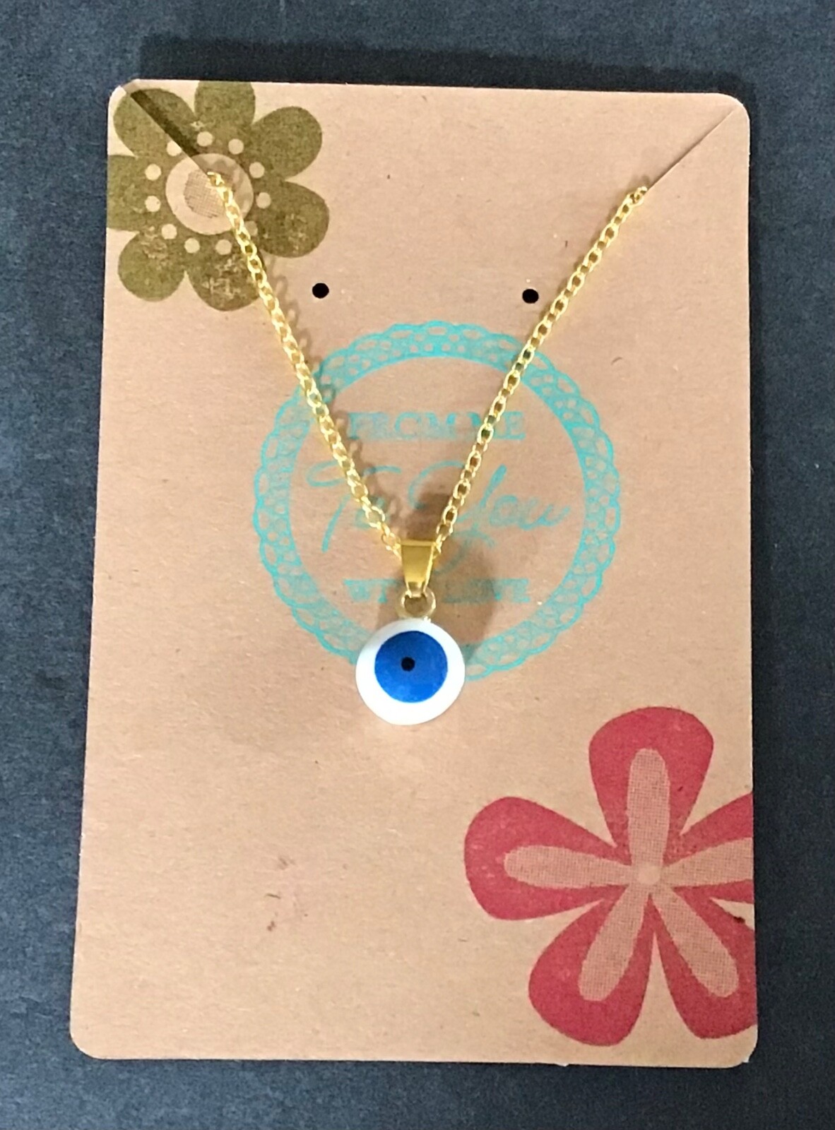 Evil Eye Necklace Gold Plated 18 inch Cable Chain Multiple Colors Perfect Gift