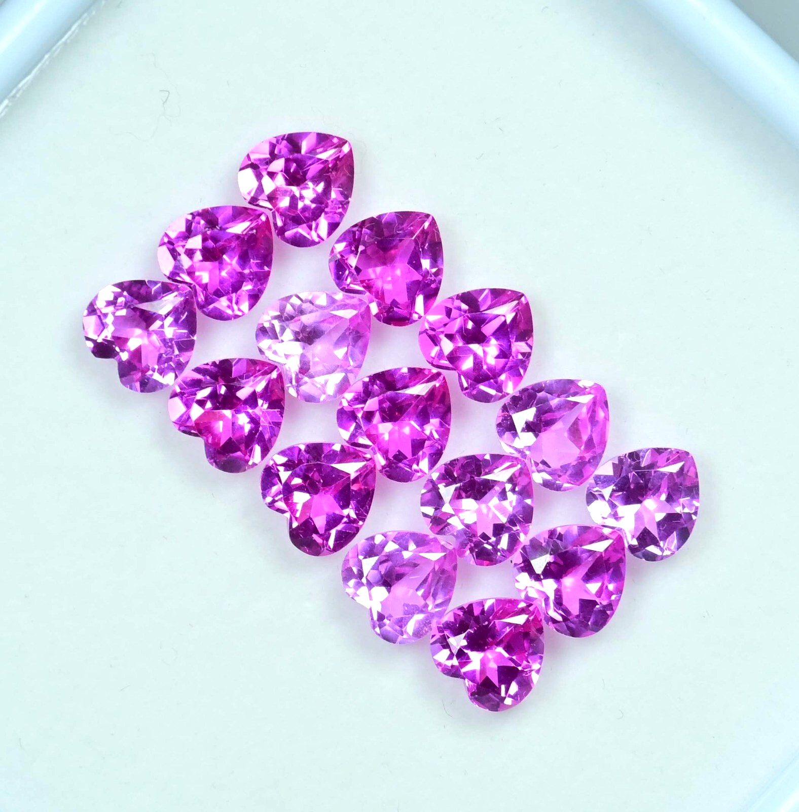 15 Pcs Natural Mogok Pink Ruby 48.45 CT Heart Certified Flawless Loose Gemstone