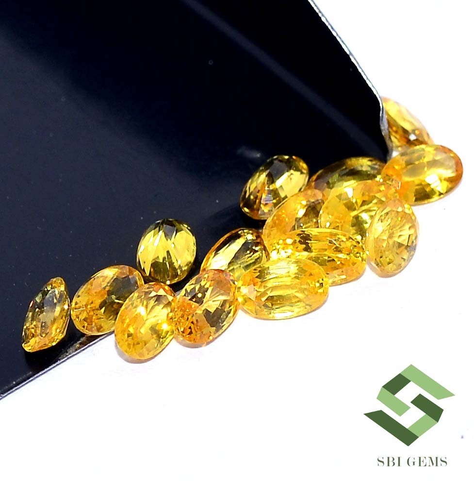 5×3 mm Natural Yellow Sapphire Oval Cut Lot 15 Pcs 4.77 CTS Loose Gemstones