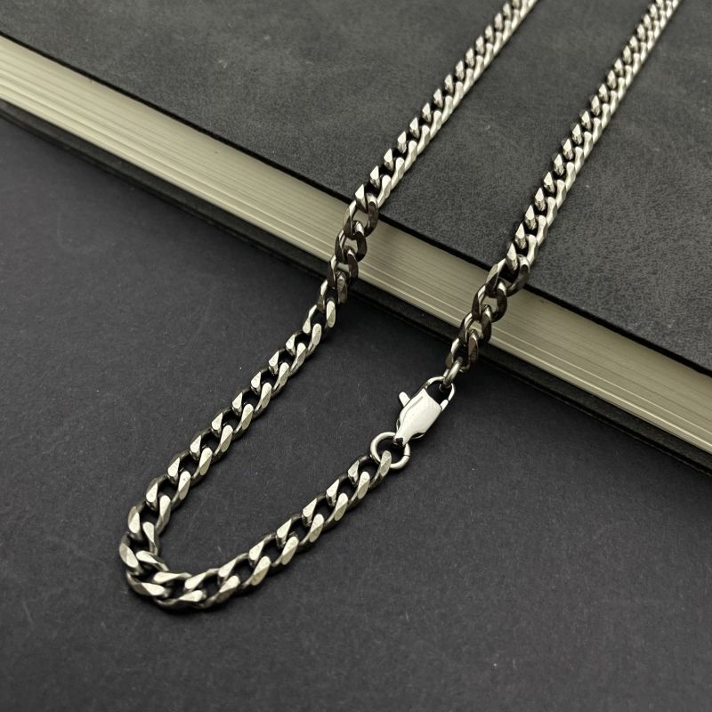 Pure Titanium Necklace Grinding Six Sides Wide4.1mm Anti Allergic Clavicle Chain