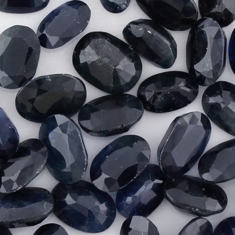 MIDNIGHT BLUE SAPPHIRE OVAL CUT 5 CARAT LOT OF MEDIUM TO LARGE SIZES F-3736