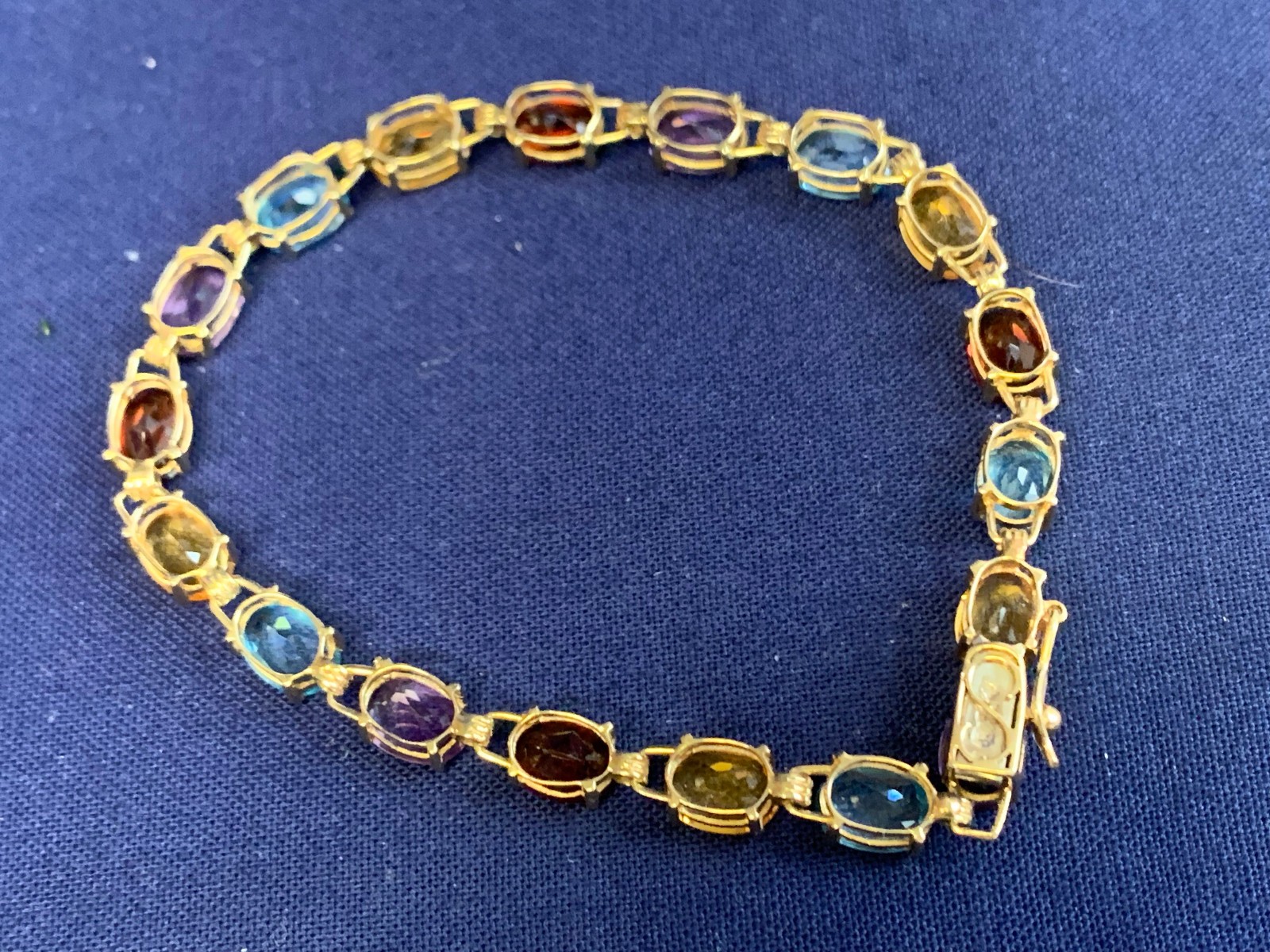 10K Yellow Gold Bracelet 7.69g Fine Jewelry 7″ Multicolor Stones *READ*