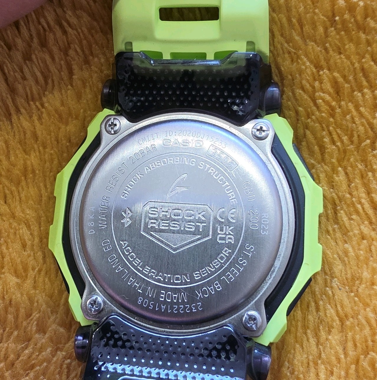 Casio Watch GBD-200-9ER G-Squad Lime Green Bluetooth Lime Green, Neon